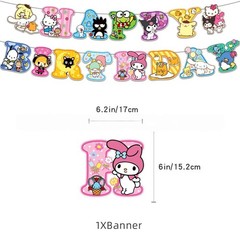 Hello Kitty & Friends Birthday Party Decora Supplies Balloon Banner Cake Toppers