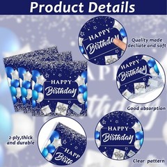 Time to Adult! 96 Pcs Blue & Silver 18th Birthday Tableware for Boys and Girls