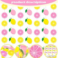 8pcs Lemon Party Hanging Garlands Pink and Yellow Lemon Birthday Party Decora…