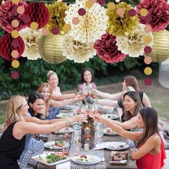 Maroon and Gold Graduation Decorations 2026 Burgundy Party Decorations Pom Po…