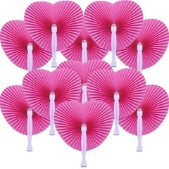 20Pc Paper Folding Hand Fans, Wedding Party Decor for Guest DIY Pink Round