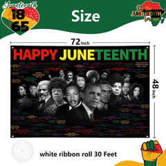 Juneteenth Decorations Happy Juneteenth Banner 72″ x 48″ African American Indepe