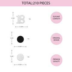 200 PCS Number 18 Confetti 18th Birthday Table Black Silver Dots Scatters