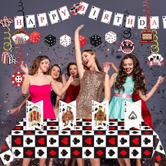 Casino Poker Party Decorations Set, Banner, Tablecloth, Centerpieces and Hang…