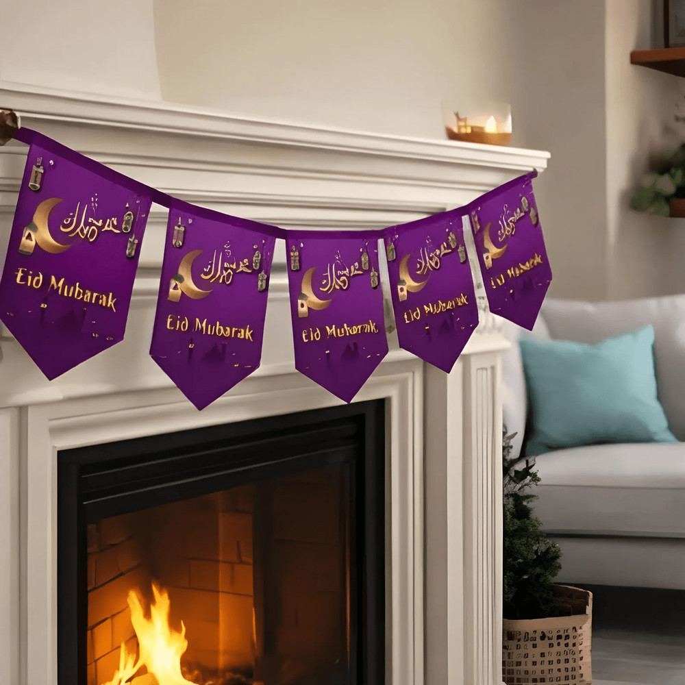 Eid Mubarak Bunting | Decoration – Purple Bunting | Wall Decorations | Islamic E