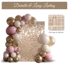 24 Pcs Shimmer Wall Backdrop Panels Square Sequin Photo Champagne Gold 4×6 Ft