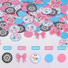 Cheereveal 200pcs Burnouts or Bows Gender Reveal Confetti, Pink and Blue Roun…