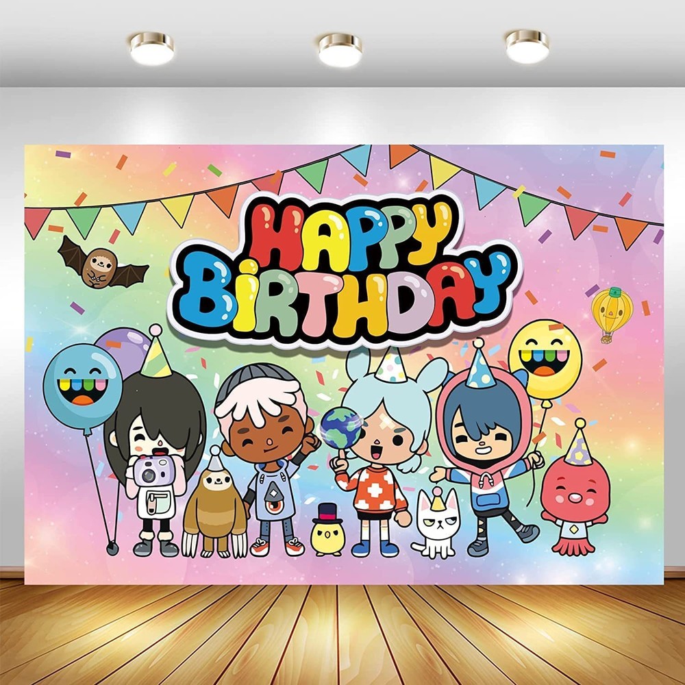 Toca Life World Party Supplies Birthday Decor Banner Photo Background 5x3ft