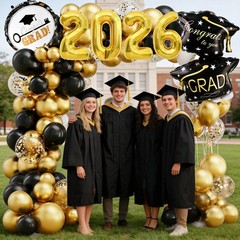 Black Gold Graduation Party Decorations 2026, Graduation Balloon Arch Kit wit…