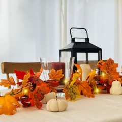3 Pack Fall Leaf Garland with Lights, Total 17.7 Ft String Lights Fall Vines …