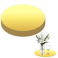 10 Inch Round Acrylic Mirror Centerpiece Circle Tray Plates Gold 12 PCS