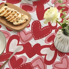 Horaldaily Valentine Tablecloth 60×84 Inch Oval Red Love Hearts White Wood Washa