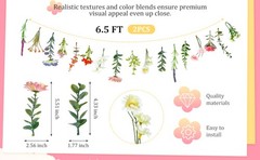 2 Pcs 6.6 ft Artificial Flower Garland Spring Wildflower Vines Backdrop Floral