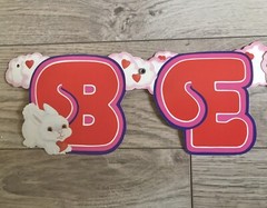Vintage 1982 Beistle Be My Valentine 25 Ft Card Stock Banner Animals Heart Day