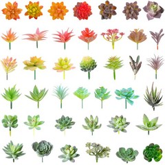 Tigeen 40 Pieces Artificial Succulent Plants Faux as the picture shown, Green