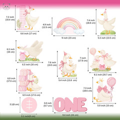 9PCS Pink Silly Goose Table Centerpieces, Watercolor Silly Goose Birthday Decora