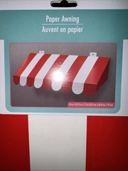 4 Pack Red Circus Awning Decoration 3D Pink And White Stripe Cardboard Awnin…