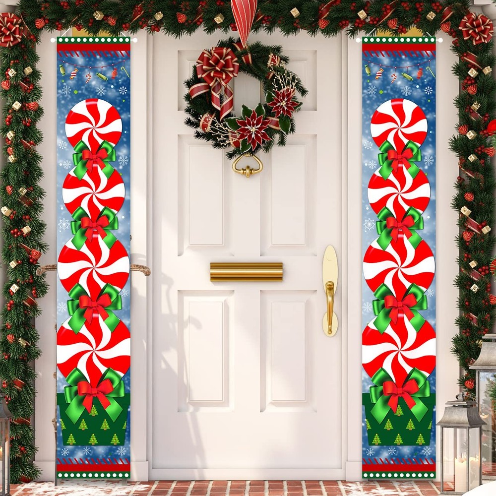 Christmas Decorations Peppermint Candy Snowflakes Door Banner Xmas Gift 12″x71″