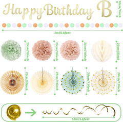 Birthday Decorations for Women, Sage Green Blush Pink Beige Party Decorations –