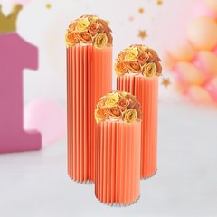 3PCS Foldable Paper Columns Display Centerpiece Stands Birthday Display Stands