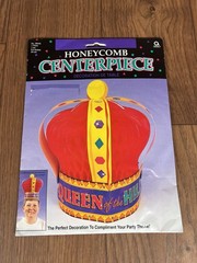 Vintage Queen Crown Honeycomb Centerpiece Happy Birthday Party Decoration Set 2