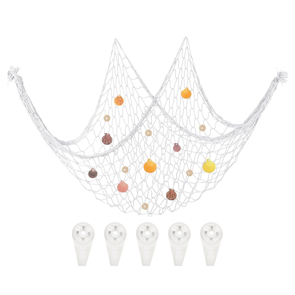 Decorative Fishing Net 40″x80″ Fish Net Party Decorative with Shell White