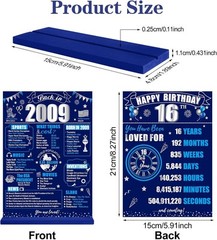 16th Birthday Decorations Back in 2009 Table Sign for Boys, blue sliver