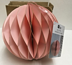 6 PCs Talking Tables Glitter Honeycomb Magnetic Pom Poms 8″ Pink NIB
