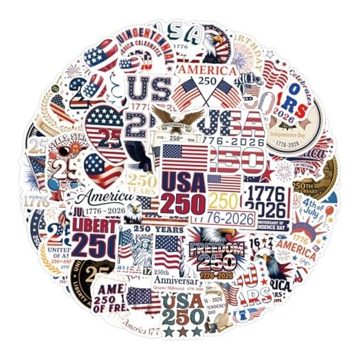 56Pcs Patriotic Themed Stickers for the 250th The Us 250th Anniversary