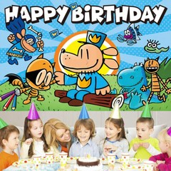 Dog Man Backdrop Party Supplies Kids Birthday Decoration Banner Background 5x3ft