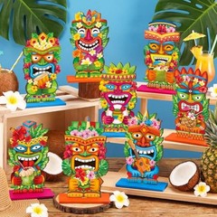 8 Pcs Hawaiian Luau Party Decorations Totem Table Vibrant Color Tiki
