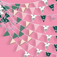 Camp Bunting Banner 32.8Ft 36 Flags Camp Gingham, Fabric Triangle Flag Fit fo…