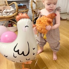 8 PCS Walking Chicken Balloons, Aluminum Foil Chicken Party Decorations White an