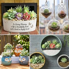 HappyHapi 12 Pcs Artificial Succulents Mini Fake 12 pack, Flocked Green