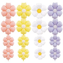 16 Pieces Daisy Foil Balloons – 4 Colors 21 & 12 Inches Boho Flower Mylar Bal…