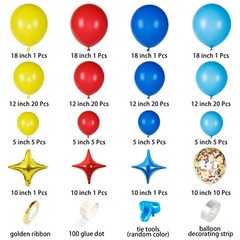 Carnival Balloon Arch Kit with 123pcs Red Blue Yellow Rainbow Latex Confetti …
