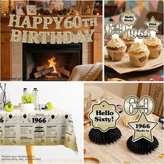 60Th Birthday Decorations for Men, Disposable Tableware Set with Banner, Balloon