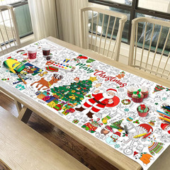 Christmas Giant Coloring Tablecloth, Large 30×72 Inch Poster with Santa, Christm