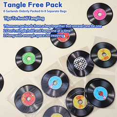 8 Pieces Rock and Roll Party Decorations Retro Record Paper Garlands Vintage The