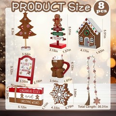 Gingerbread Christmas Decorations 8 PCS Tiered Tray Decor Set, Cute Tabletop …