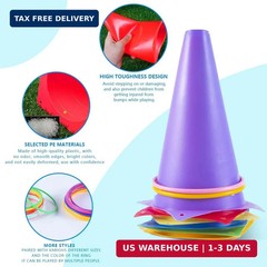 OBTANIM 26 Pcs Plastic Colorful Cones Ring Toss Combo Set Outdoor Carnival Games