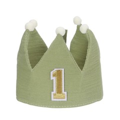 1st Birthday Crown Hat Reusable Party Hats with Elastic Band, Green