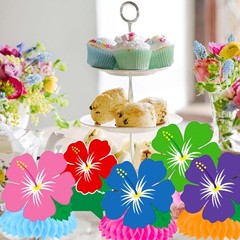 11 PCS Hibiscus Flower Honeycomb Centerpieces Hawaiian Tropical Luau Party