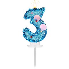 3 Inch Shell Number Candle, Glitter Number Candle Cake Topper Shell Sequins C…