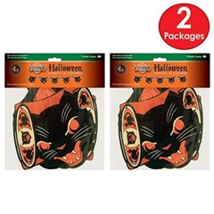 2 Piece Vintage Halloween Party Decorations Cat Banners, 7.5″ x 4′,