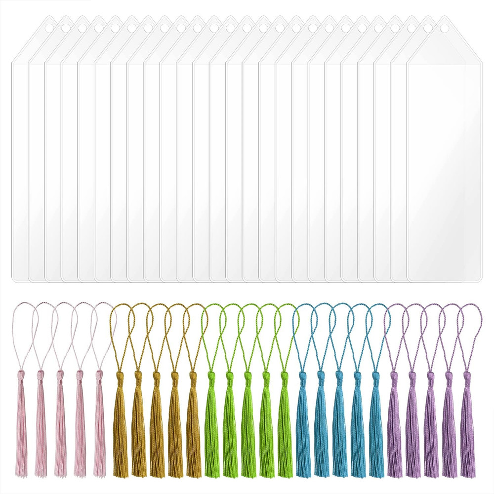 Plastic Bookmark Sleeves with Tassels Clear Blank Vinyl Photo Booth Strip Frames