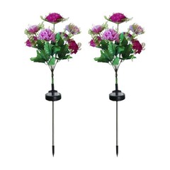 Solar Powered IP65 Waterproof Carnation Garden Lights 2pcs for Outdoor