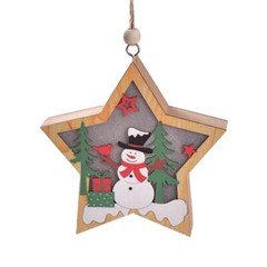 LED Christmas Tree Ornaments Decorative Wooden Santa Claus Charm Pendant Decor