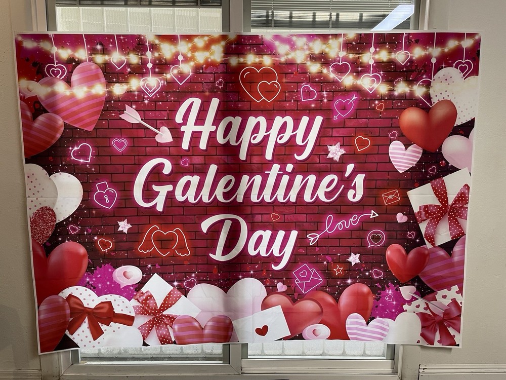 Large 7×5 Ft Happy Galentines Day Backdrop Banner, Red Pink Galentines Day. (M