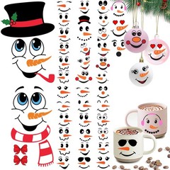 43 PCS Snowman Face Stickers for Crafts 7.87 Inches X 11.81 Inches, Red